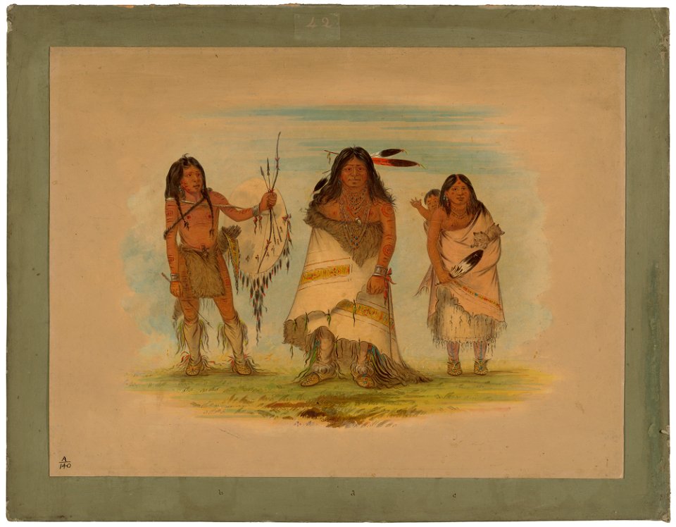 Camanchee Chief, His Wife, and a Warrior C16494