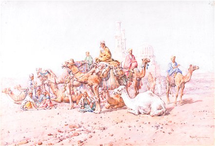 Camel Caravan at Rest by Mariano de Franceschi