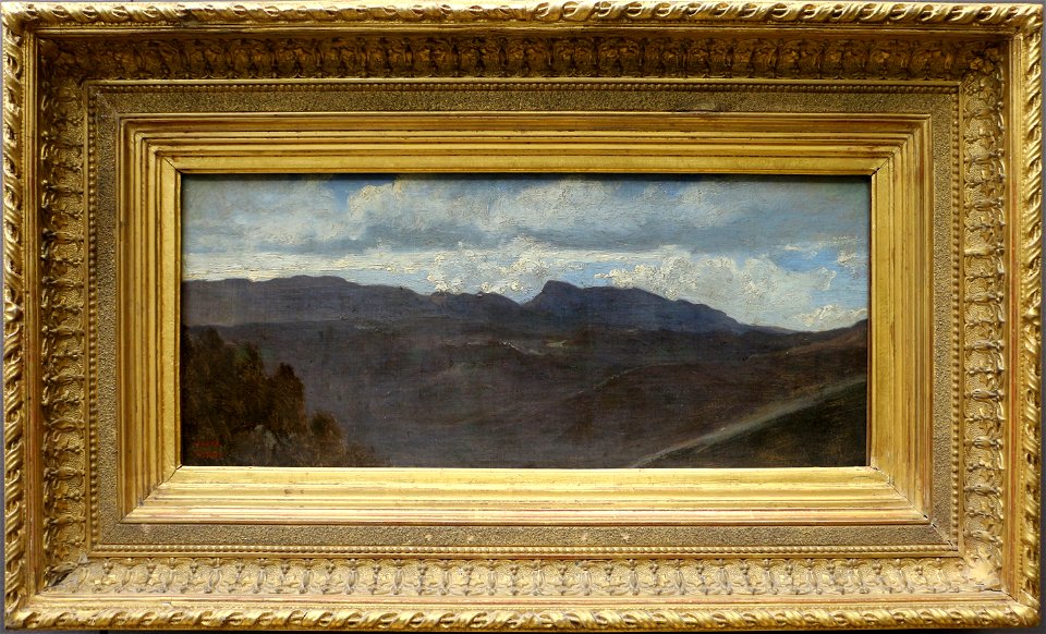 Camille corot, panorama della campagna romana, i monti prenestini e veduta di olevano, 1825-28