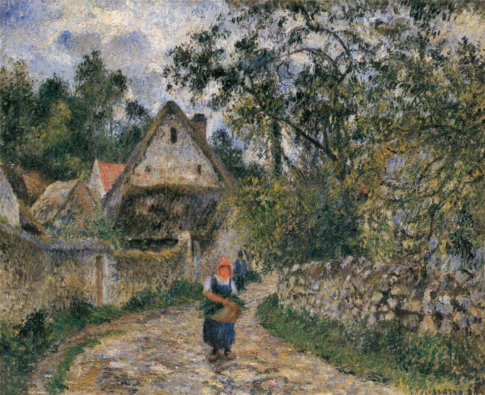 Camille Pissarro - Chaumières au Valhermeil (avec figure) - 1880