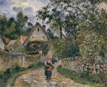 Camille Pissarro - Chaumières au Valhermeil (avec figure) - 1880