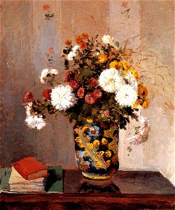 Camille Pissarro (French, 1830-1903), Chrysanthemums in a Chinese Vase, 1870
