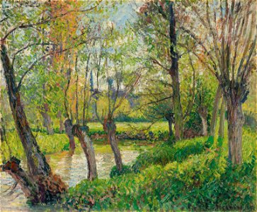 Camille Pissarro - Bords de l'Epte à Êragny, soleil couchant