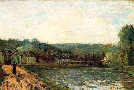 Camille Pissarro - Bords de la Seine à Bougival. Free illustration for personal and commercial use.