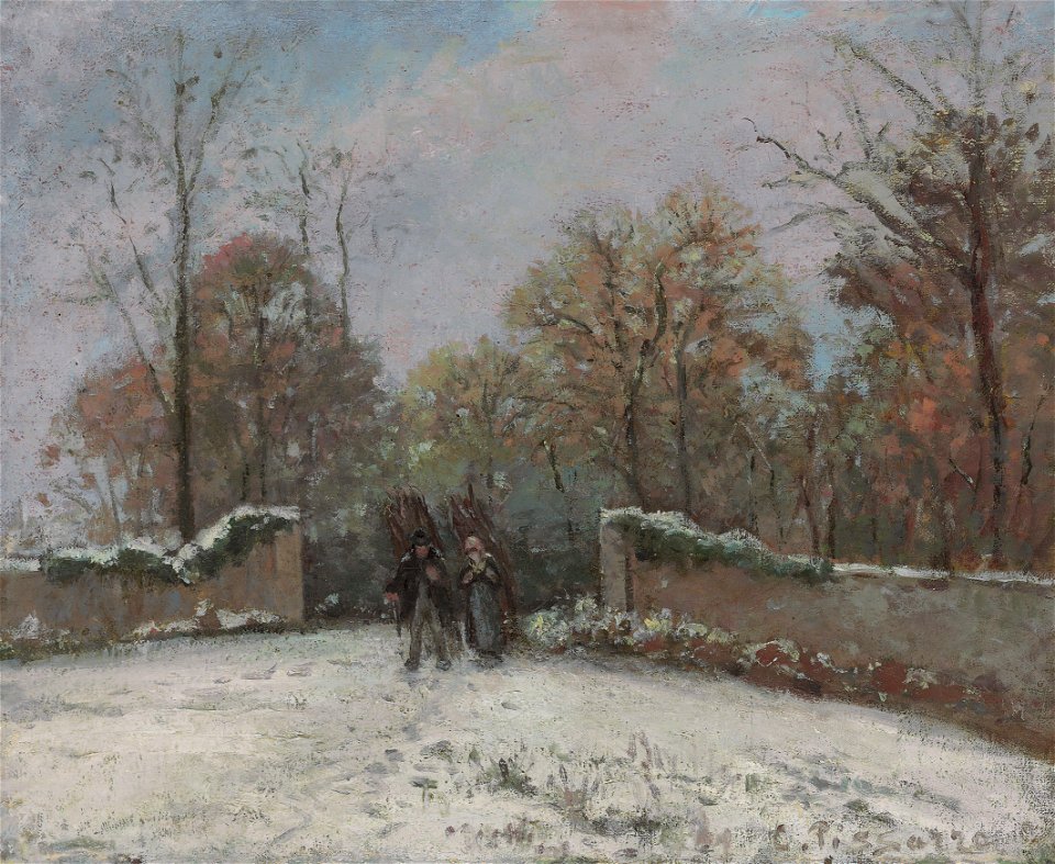 Camille Pissarro - Entrée de la fôret de Marly, effet de neige (PD 144)