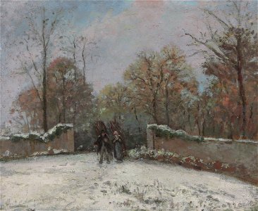 Camille Pissarro - Entrée de la fôret de Marly, effet de neige (PD 144)