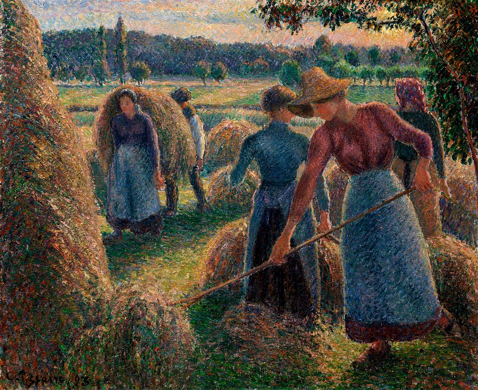Camille Pissarro - Faneuses, le soir, Eragny - Joslyn Art Museum (PD 1005)