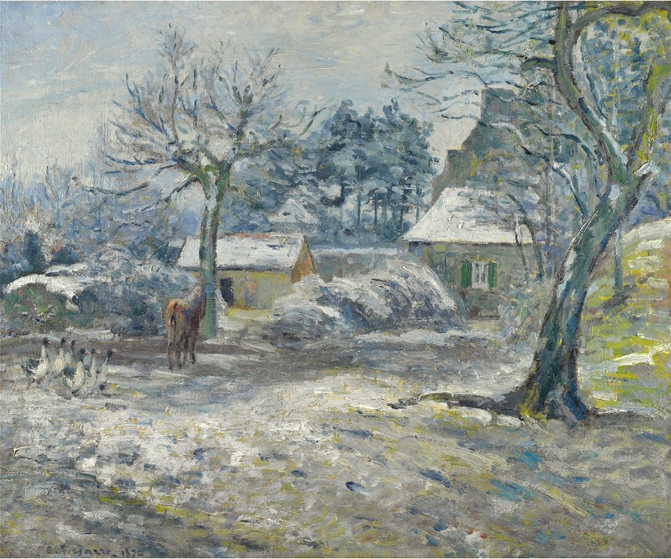 Camille Pissarro - Ferme à Montfoucault, neige (PD 384)