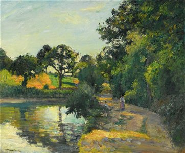 Camille Pissarro - L'Étang au soleil couchant, Montfoucault (PD 371)