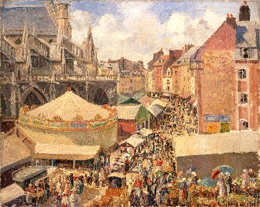 Camille Pissarro - La Foire autour de l'eglise Saint-Jacques, Dieppe, matin, soleil - Hermitage