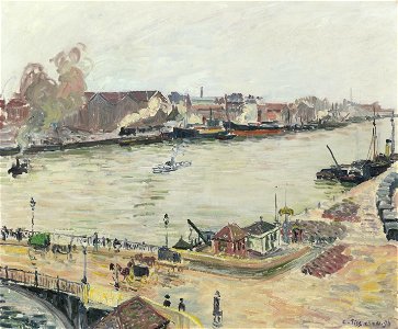 Camille Pissarro - La Seine à Rouen, pont Boieldeu, esquisse (PD 1121)