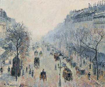 Camille Pissarro - Le Boulevard Montmartre, brume du matin (PD 1162). Free illustration for personal and commercial use.