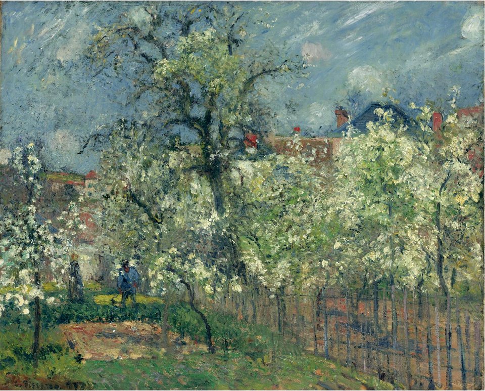 Camille Pissarro - Le Jardin de Maubuisson, Pontoise, poiriers en fleur (PD 493)