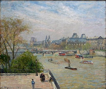 Camille Pissarro - Le Louvre, le printemps. Free illustration for personal and commercial use.