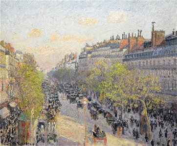 Camille Pissarro - Le Boulevard Montmartre, fin de journée (PD 1170). Free illustration for personal and commercial use.