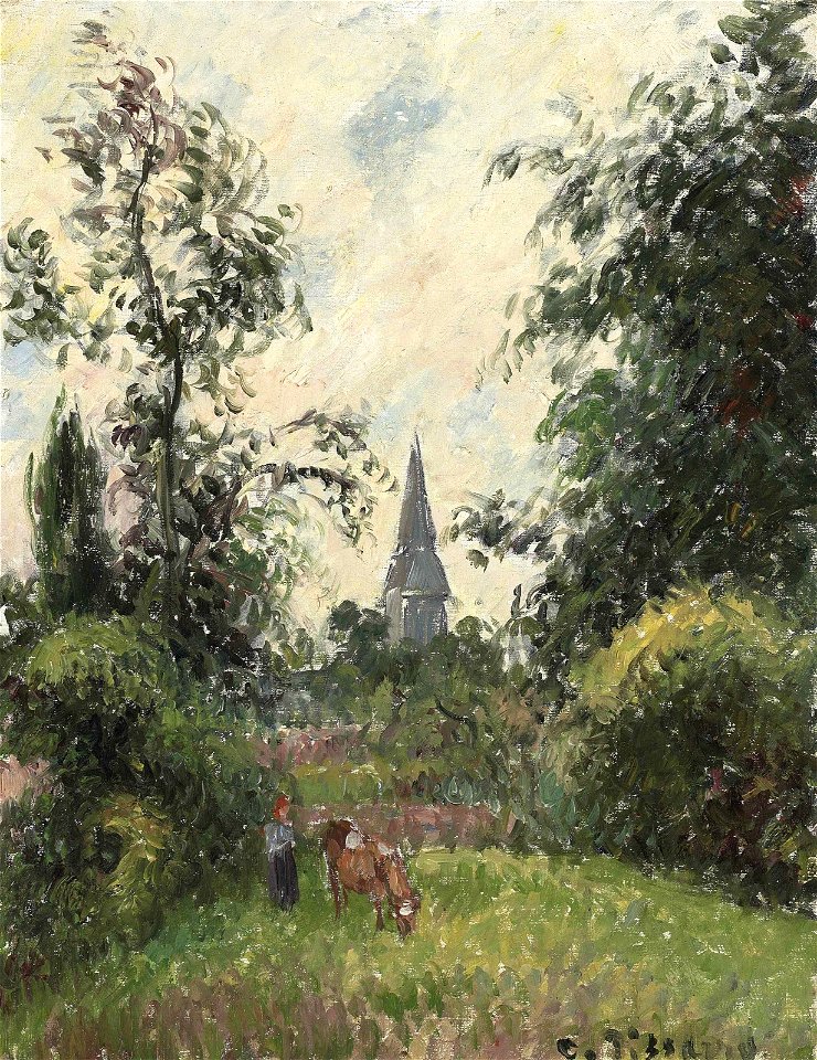 Camille Pissarro - Le Clocher de Bazincourt (PD 808)