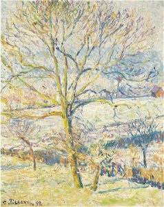 Camille Pissarro - Le Grand Noyer, gelée blanche, Eragny (PD 967)