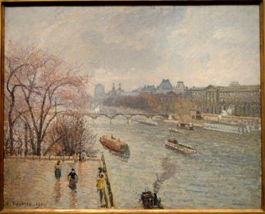 Camille Pissarro - Le Louvre, après-midi, temps de pluie, 1re série - 1346. Free illustration for personal and commercial use.