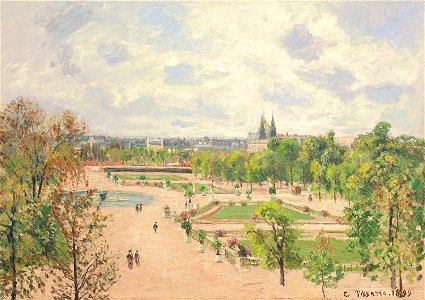 Camille Pissarro - Le Jardin des Tuileries, matinée de printemps, temps gris (PD 1262). Free illustration for personal and commercial use.