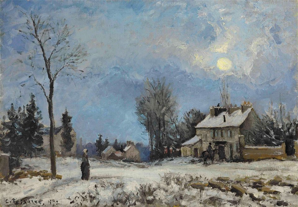 Camille Pissarro - Le Relais de poste, route de Versailles, Louveciennes, neige (PD 214)