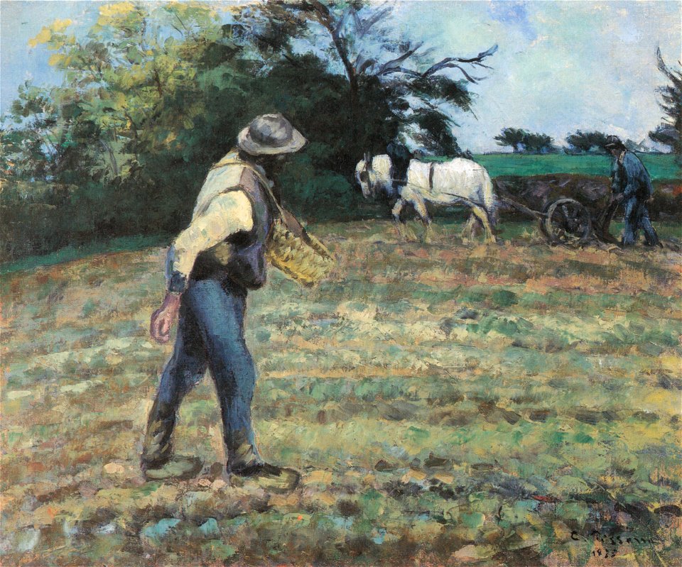 Camille Pissarro - Le Semeur, Montfoucault (semeur et laboureur) - 1875