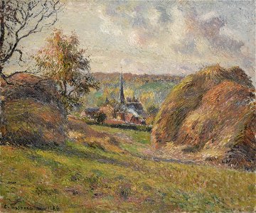 Camille Pissarro - Les Meules et le clocher de l'église à Eragny (PD 778)
