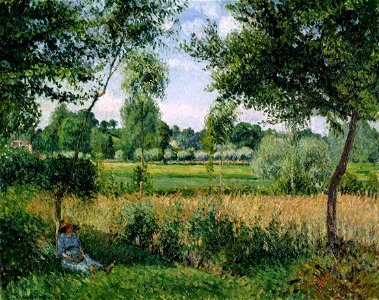 Camille Pissarro - Morning Sunlight Effect, Eragny - Google Art Project. Free illustration for personal and commercial use.