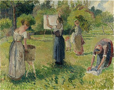 Camille Pissarro - Les Laveuses à Eragny, esquisse (PD 1381)