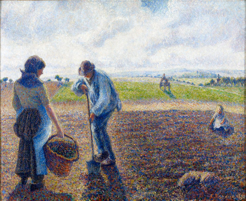 Camille Pissarro - Paysans dans les champs, Éragny (Peasants in the Fields, Éragny) - 1940-20 - Albright–Knox Art Gallery