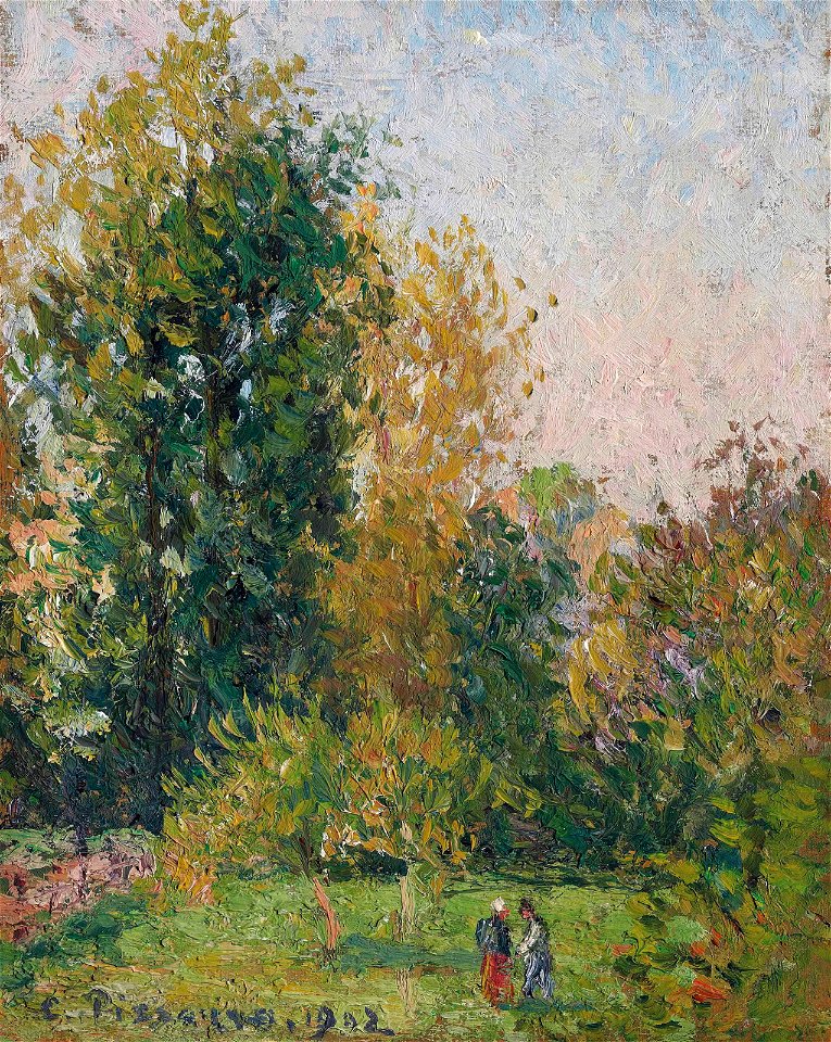 Camille Pissarro - Paysage avec deux personnages, Eragny, automne (PD 1470)