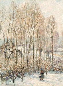 Camille Pissarro - Morning Sunlight on the Snow, Eragny-sur-Epte - Google Art Project. Free illustration for personal and commercial use.