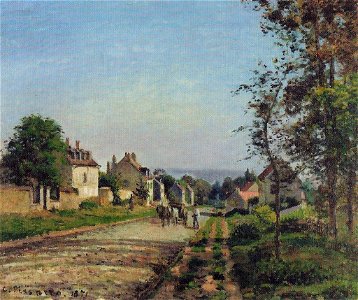 Camille Pissarro - Near Louveciennes, the Street - Rosengart collection. Free illustration for personal and commercial use.