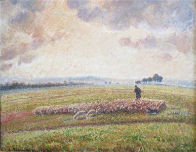 Camille Pissarro - Paysage avec troupeau de moutons - 873. Free illustration for personal and commercial use.