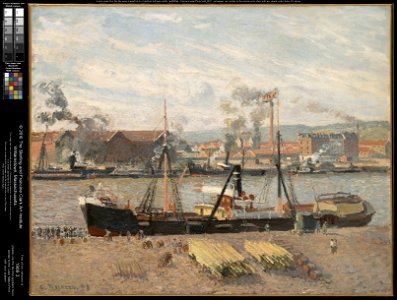 Camille Pissarro - Port of Rouen, Unloading Wood - 1989.3 - Clark Art Institute