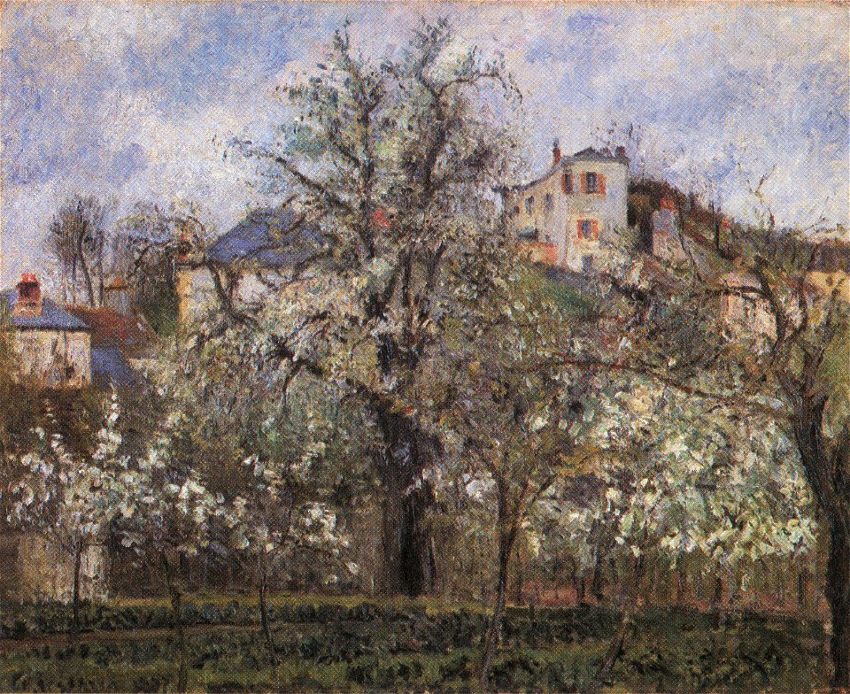 Camille Pissarro - Potager et arbers en fleurs, printemps, Pontoise - 1877
