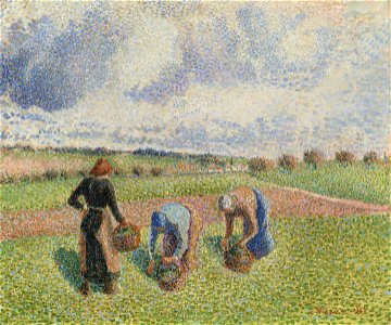 Camille Pissarro - Paysannes ramassant des herbes, Eragny (PD 830)