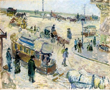 Camille Pissarro - Place de la République à Rouen, avec tramway (PD 731)