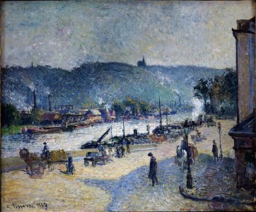 Camille Pissarro - Quais de Rouen (1883). Free illustration for personal and commercial use.