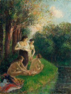 Camille Pissarro - Quatre baigneuses discutant au bord de l’eau (PD 1104)