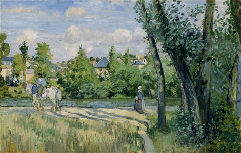 Camille Pissarro - Sunlight on the Road, Pontoise - Google Art Project. Free illustration for personal and commercial use.