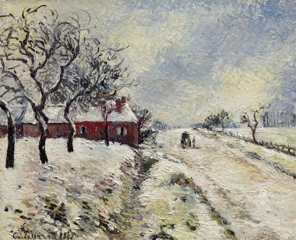 Camille Pissarro - Route enneigée avec maison, environs d’Eragny (PD 784)