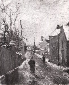 Camille Pissarro - Rue à L´Hermitage, Pontoise, efet de neige - 1879