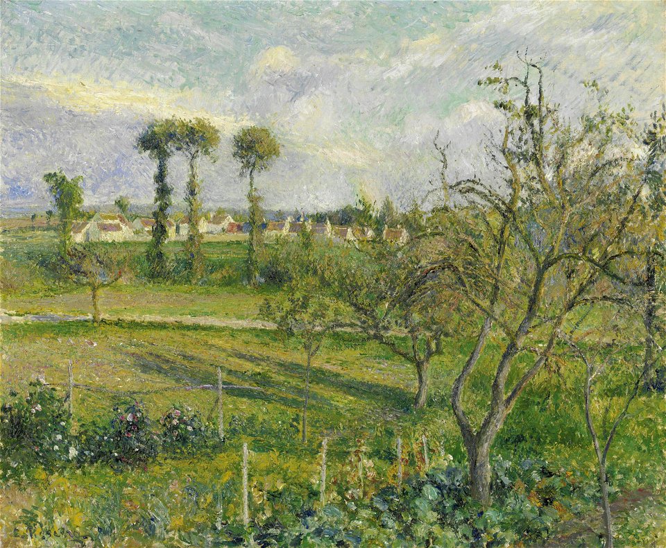 Camille Pissarro - Soleil couchant au Valhermeil, Auvers-sur-Oise (PD 621)
