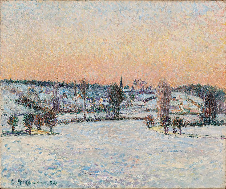 Camille Pissarro - Vue de Bazincourt, effet de neige, soir - Ordrupgaard (PD 1020)