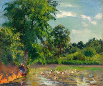 Camille pissarro canards sur letang de montfoucault