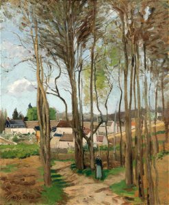 Camille pissarro le village a travers les arbres