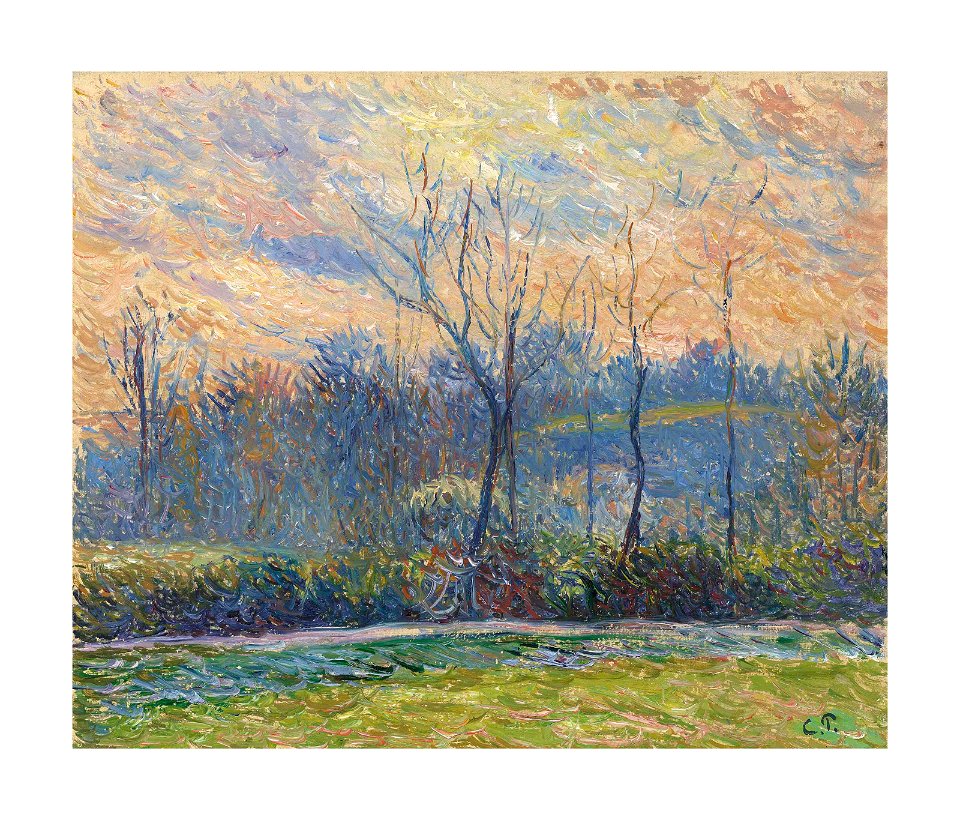 Camille pissarro soleil couchant hiver