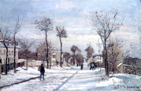 Camille Pissarro, Die Strasse nach Versailles, Louveciennes, bei Schnee, 1870, 173, Sammlung E.G. Bührle