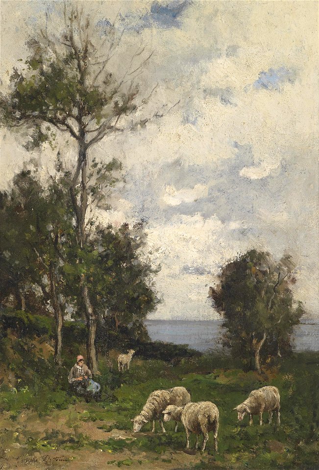Camille-Emile Dufour Paysage avec Montons