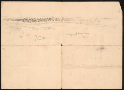 Camp at Hagerstown 1862 Sketches with the army, first exchange of shot, near the Potomac 1862 ; Gen. Reynolds headquarters. LCCN2016648748